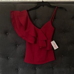 Sarah Fashion Layered Bell Sleeve Burgundy Top